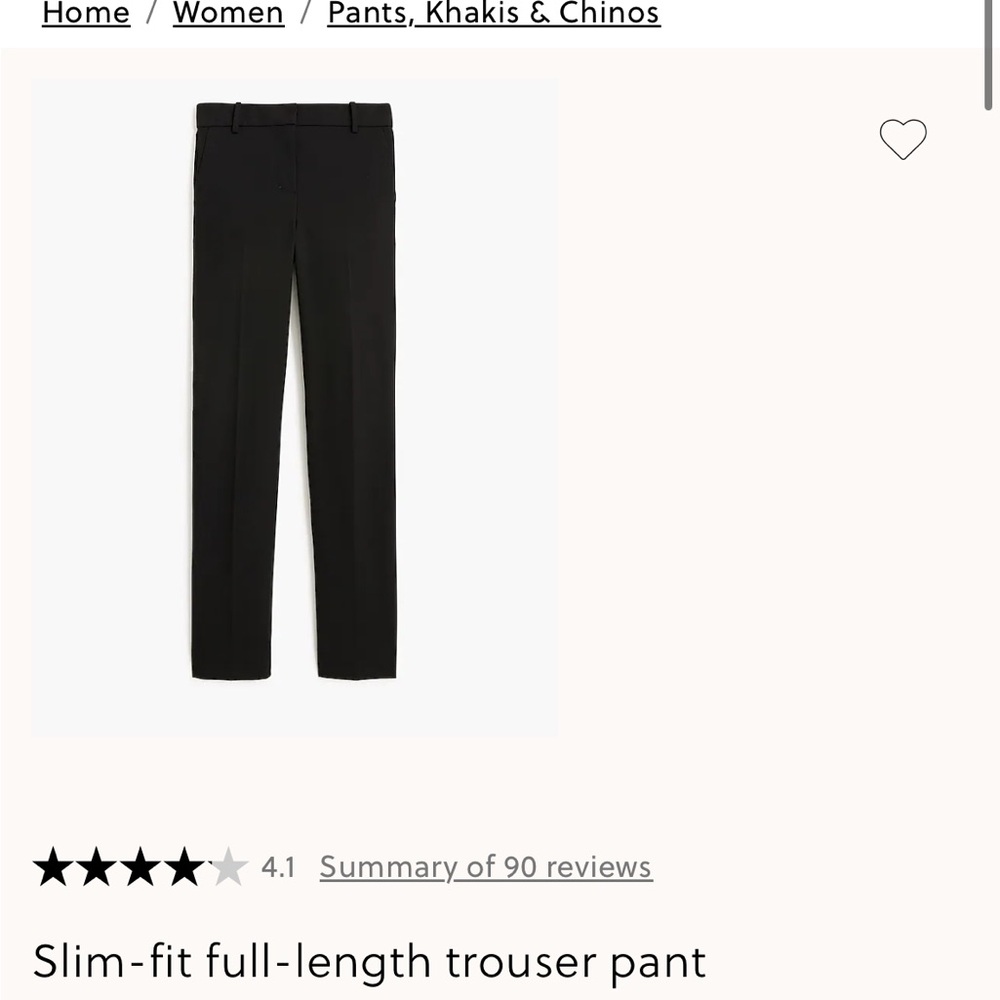 J. Crew Factory Women's Black Slim-Fit Pants